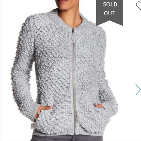 Lucky Brand Grey Chunky Textured Bomber Sweater 1X - Picture 4 of 16